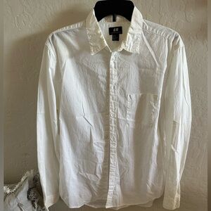 H&M Men's Casual White Button Down Shirt